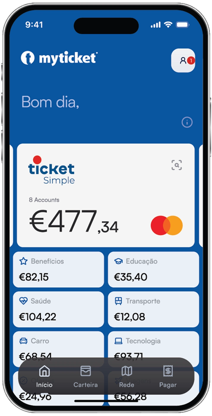 Aplicação myticket num telemóvel